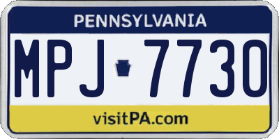 PA license plate MPJ7730