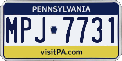PA license plate MPJ7731