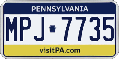 PA license plate MPJ7735