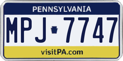 PA license plate MPJ7747
