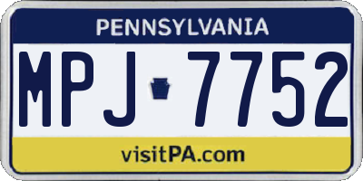 PA license plate MPJ7752