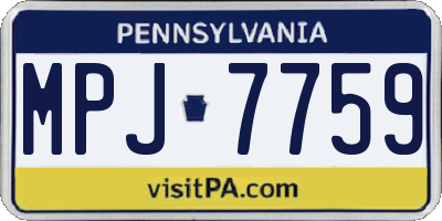 PA license plate MPJ7759