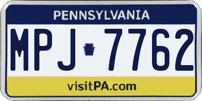 PA license plate MPJ7762