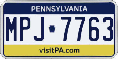PA license plate MPJ7763