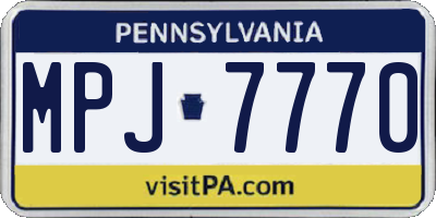 PA license plate MPJ7770