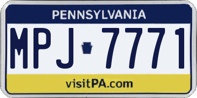 PA license plate MPJ7771