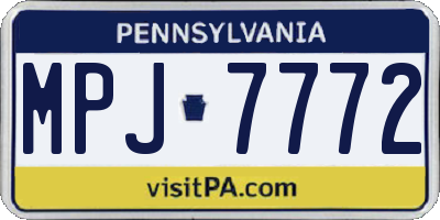 PA license plate MPJ7772