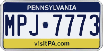 PA license plate MPJ7773