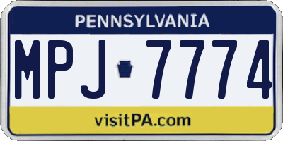 PA license plate MPJ7774