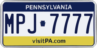 PA license plate MPJ7777