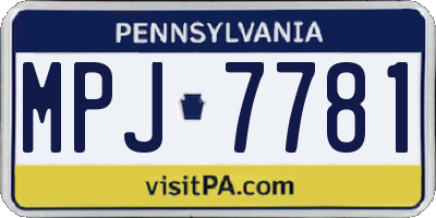 PA license plate MPJ7781