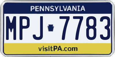 PA license plate MPJ7783
