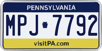 PA license plate MPJ7792