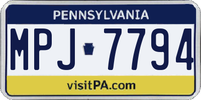 PA license plate MPJ7794
