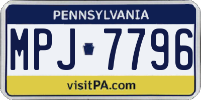 PA license plate MPJ7796