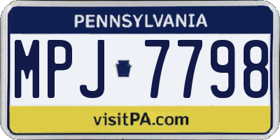 PA license plate MPJ7798