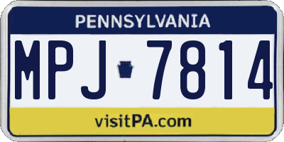 PA license plate MPJ7814