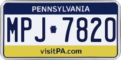 PA license plate MPJ7820