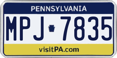 PA license plate MPJ7835