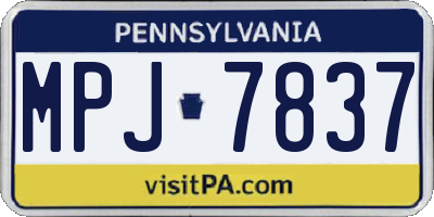 PA license plate MPJ7837