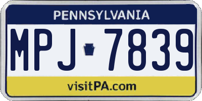 PA license plate MPJ7839