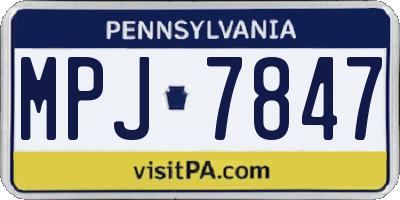 PA license plate MPJ7847