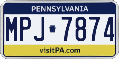 PA license plate MPJ7874