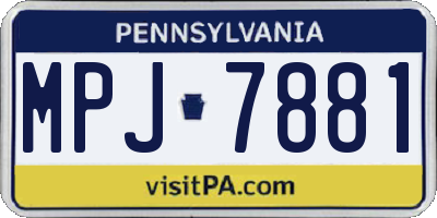 PA license plate MPJ7881