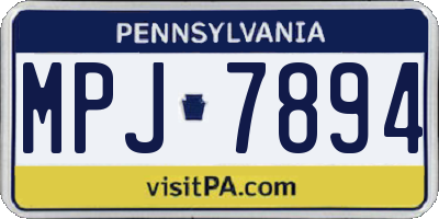 PA license plate MPJ7894