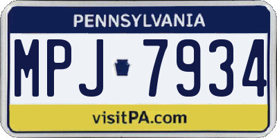 PA license plate MPJ7934
