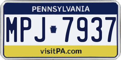 PA license plate MPJ7937