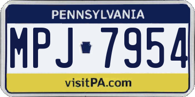 PA license plate MPJ7954