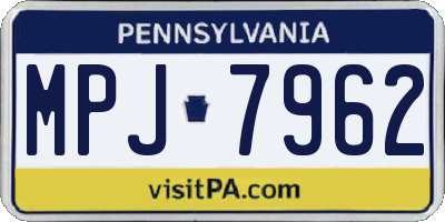 PA license plate MPJ7962