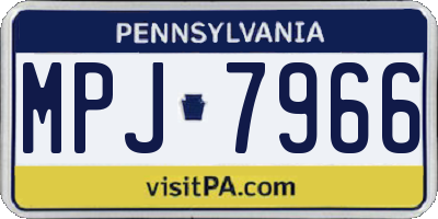 PA license plate MPJ7966