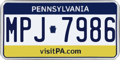 PA license plate MPJ7986