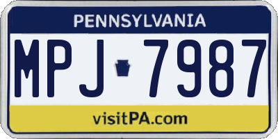PA license plate MPJ7987