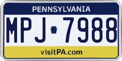 PA license plate MPJ7988