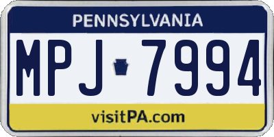 PA license plate MPJ7994