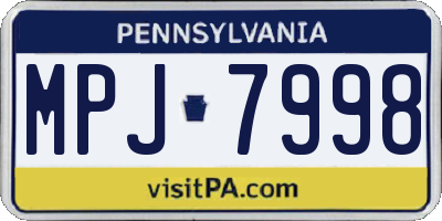 PA license plate MPJ7998