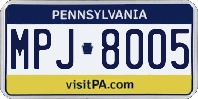 PA license plate MPJ8005