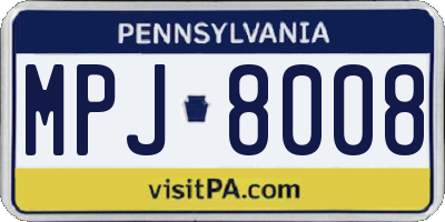 PA license plate MPJ8008