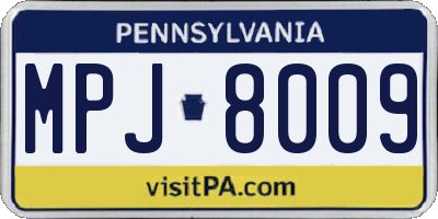 PA license plate MPJ8009