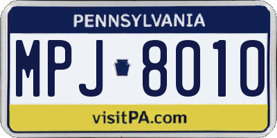 PA license plate MPJ8010