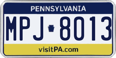 PA license plate MPJ8013