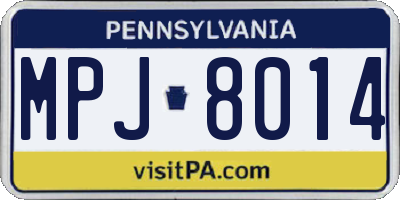 PA license plate MPJ8014