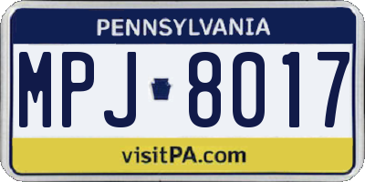 PA license plate MPJ8017