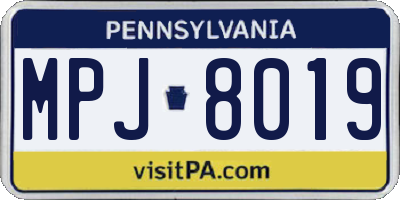 PA license plate MPJ8019