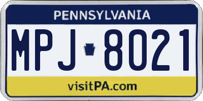 PA license plate MPJ8021