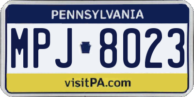 PA license plate MPJ8023
