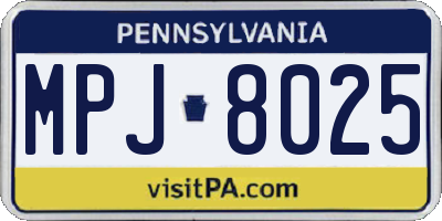 PA license plate MPJ8025